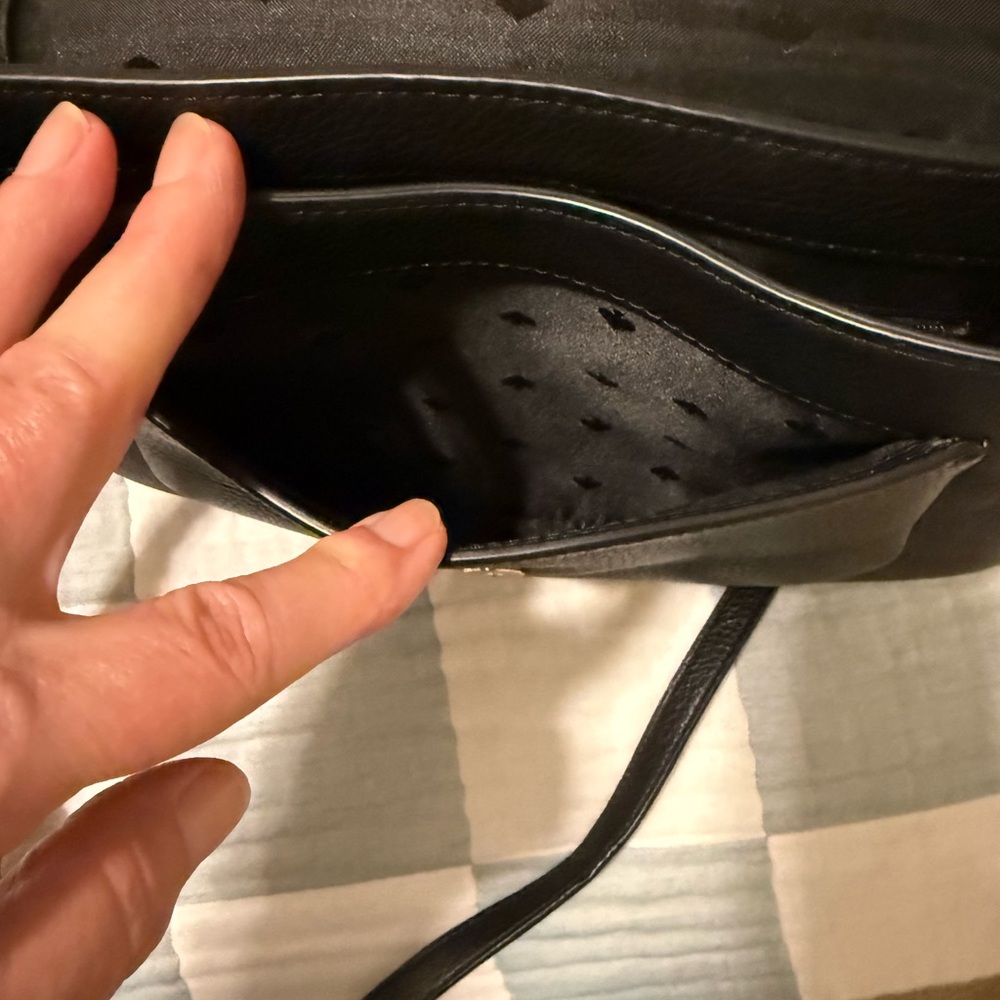 kate spade Leila Black Pebbled Leather Double Flap Crossbody - Picture 7 of 10